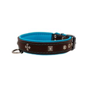 Medieval cross-shaped metal motifs and carved pyramids with leather inlay – KD01041/50/30/BR/14
