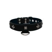 Medieval cross-shaped metal motifs and carved pyramids with leather inlay – KD01041/55/30/BK/01