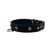 Medieval cross-shaped metal motifs and carved pyramids with leather inlay – KD01041/55/30/BK/01