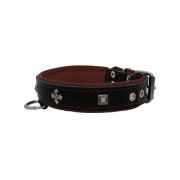Medieval cross-shaped metal motifs and carved pyramids with leather inlay – KD01041/55/30/BK/08