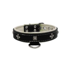 Medieval cross-shaped metal motifs and carved pyramids with leather inlay – KD01041/55/30/BK/09