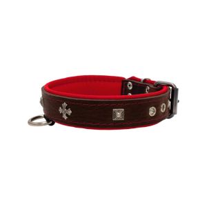 Medieval cross-shaped metal motifs and carved pyramids with leather inlay – KD01041/55/30/BR/04