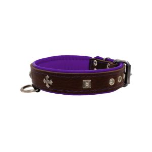 Medieval cross-shaped metal motifs and carved pyramids with leather inlay – KD01041/55/30/BR/07
