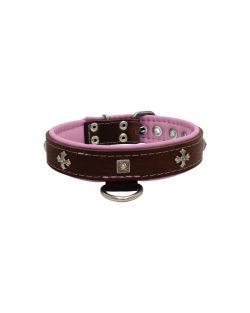 Medieval cross-shaped metal motifs and carved pyramids with leather inlay - KD01041/55/30/BR/10
