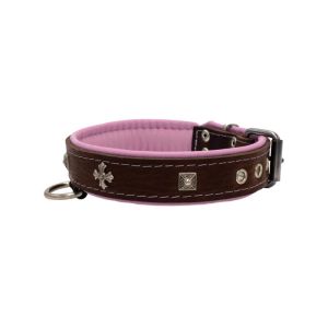 Medieval cross-shaped metal motifs and carved pyramids with leather inlay – KD01041/55/30/BR/10
