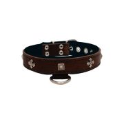 Medieval cross-shaped metal motifs and carved pyramids with leather inlay – KD01041/60/30/BR/01