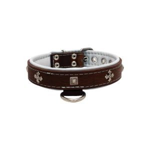 Medieval cross-shaped metal motifs and carved pyramids with leather inlay – KD01041/60/30/BR/02