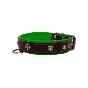 Medieval cross-shaped metal motifs and carved pyramids with leather inlay – KD01041/60/30/BR/05