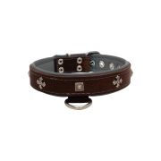 Medieval cross-shaped metal motifs and carved pyramids with leather inlay – KD01041/60/30/BR/12