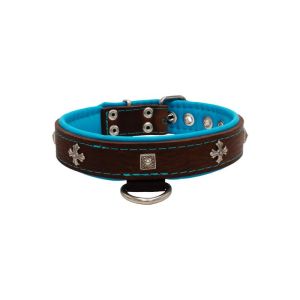 Medieval cross-shaped metal motifs and carved pyramids with leather inlay – KD01041/60/30/BR/14