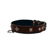 Medieval cross-shaped metal motifs and carved pyramids with leather inlay – KD01041/65/30/BR/01