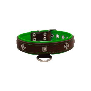 Medieval cross-shaped metal motifs and carved pyramids with leather inlay – KD01041/65/30/BR/05