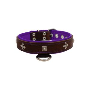 Medieval cross-shaped metal motifs and carved pyramids with leather inlay – KD01041/65/30/BR/07