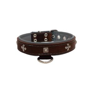 Medieval cross-shaped metal motifs and carved pyramids with leather inlay – KD01041/65/30/BR/12