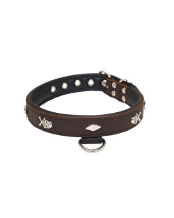 Motivos metálicos de pirata con calaveras y diamantes con incrustaciones de cuero - KD01042/60/30/BR/01