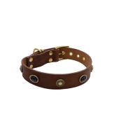 Oval black gemstone and round carved stones in bronze finish – KD01046/65/40/BR/00