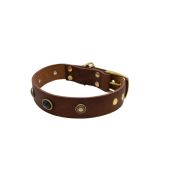 Oval black gemstone and round carved stones in bronze finish – KD01046/65/40/BR/00