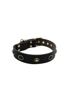 Oval black gemstone and round carved stones in bronze finish - KD01046/70/40/BK/00