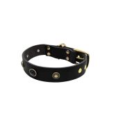 Oval black gemstone and round carved stones in bronze finish – KD01046/80/40/BK/00