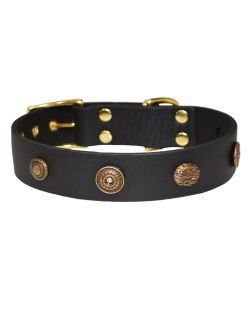 Oval hammered stone motif and round shield with rhinestones and carved round stones - KD01049/65/40/BK/00