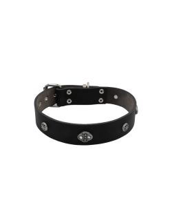 Oval carved shield motif with 2 rhinestones and round rose-colored gem - KD01050/70/40/BK/00