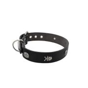 Pirate-themed motif with skull and round rose-colored gem with oval hammered stones – KD01051/75/40/BK/00