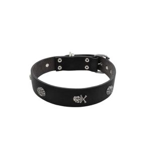 Pirate-themed motif with skull and round rose-colored gem with oval hammered stones – KD01051/80/40/BK/00