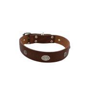 Carved round shield motif with Inca symbol and oval hammered stones – KD01052/65/40/BR/00