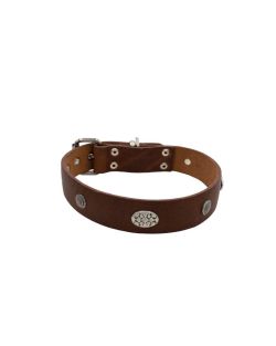 Escudo redondo tallado con símbolo inca y piedras ovaladas martilladas - KD01052/75/40/BR/00