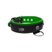 Pirate-themed motif with a skull, round rose-colored gem, and oval hammered stones with leather inlay – KD01054/65/40/BK/05