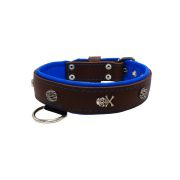 Pirate-themed motif with a skull, round rose-colored gem, and oval hammered stones with leather inlay – KD01054/70/40/BR/03