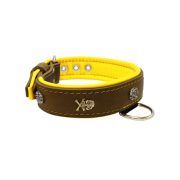 Pirate-themed motif with a skull, round rose-colored gem, and oval hammered stones with leather inlay – KD01054/70/40/BR/06