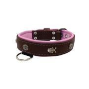 Motivo de pirata con calavera, gema redonda rosa y piedras ovaladas martilladas con incrustaciones de cuero – KD01054/70/40/BR/10