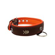 Pirate-themed motif with a skull, round rose-colored gem, and oval hammered stones with leather inlay – KD01054/70/40/BR/11