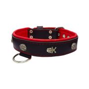 Pirate-themed motif with a skull, round rose-colored gem, and oval hammered stones with leather inlay – KD01054/75/40/BK/04