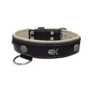 Pirate-themed motif with a skull, round rose-colored gem, and oval hammered stones with leather inlay – KD01054/75/40/BK/09