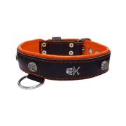 Pirate-themed motif with a skull, round rose-colored gem, and oval hammered stones with leather inlay – KD01054/75/40/BK/11