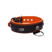 Pirate-themed motif with a skull, round rose-colored gem, and oval hammered stones with leather inlay – KD01054/75/40/BK/11