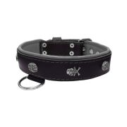 Pirate-themed motif with a skull, round rose-colored gem, and oval hammered stones with leather inlay – KD01054/75/40/BK/12