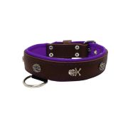 Motivo de pirata con calavera, gema redonda rosa y piedras ovaladas martilladas con incrustaciones de cuero – KD01054/75/40/BR/07
