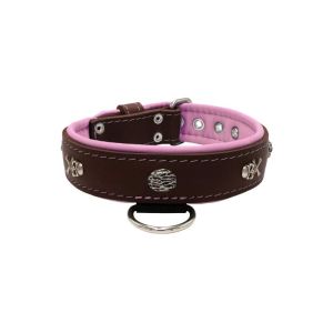 Pirate-themed motif with a skull, round rose-colored gem, and oval hammered stones with leather inlay – KD01054/75/40/BR/10