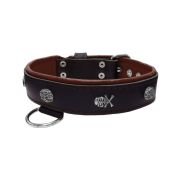 Pirate-themed motif with a skull, round rose-colored gem, and oval hammered stones with leather inlay – KD01054/80/40/BK/08