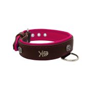 Pirate-themed motif with a skull, round rose-colored gem, and oval hammered stones with leather inlay – KD01054/80/40/BR/13