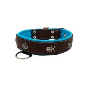 Pirate-themed motif with a skull, round rose-colored gem, and oval hammered stones with leather inlay – KD01054/80/40/BR/14