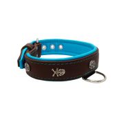 Pirate-themed motif with a skull, round rose-colored gem, and oval hammered stones with leather inlay – KD01054/80/40/BR/14