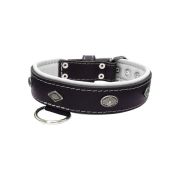 Carved diamond-shaped motif and oval carved flower with leather inlay – KD01055/65/40/BK/02