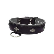 Carved diamond-shaped motif and oval carved flower with leather inlay – KD01055/65/40/BK/12