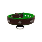Carved diamond-shaped motif and oval carved flower with leather inlay – KD01055/65/40/BR/05