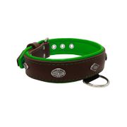 Carved diamond-shaped motif and oval carved flower with leather inlay – KD01055/65/40/BR/05