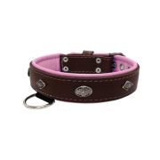 Carved diamond-shaped motif and oval carved flower with leather inlay – KD01055/65/40/BR/10